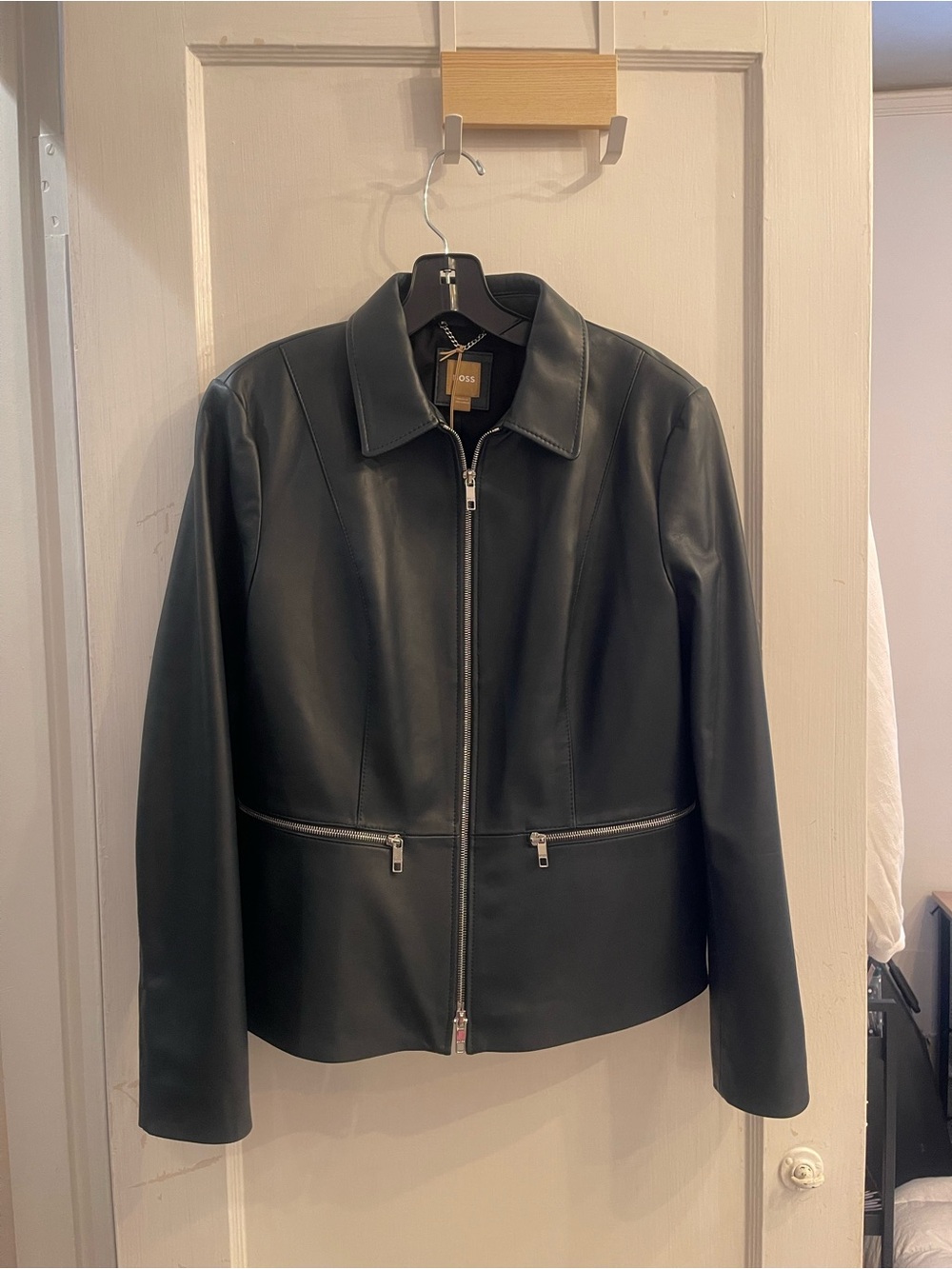 Hugo Boss | Leather Jacket in Forest Green NWT